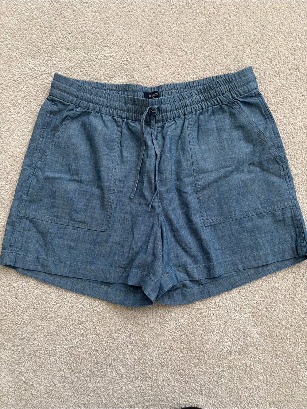 J. Crew Blue Linen-Blend Drawstring Women’s Shorts